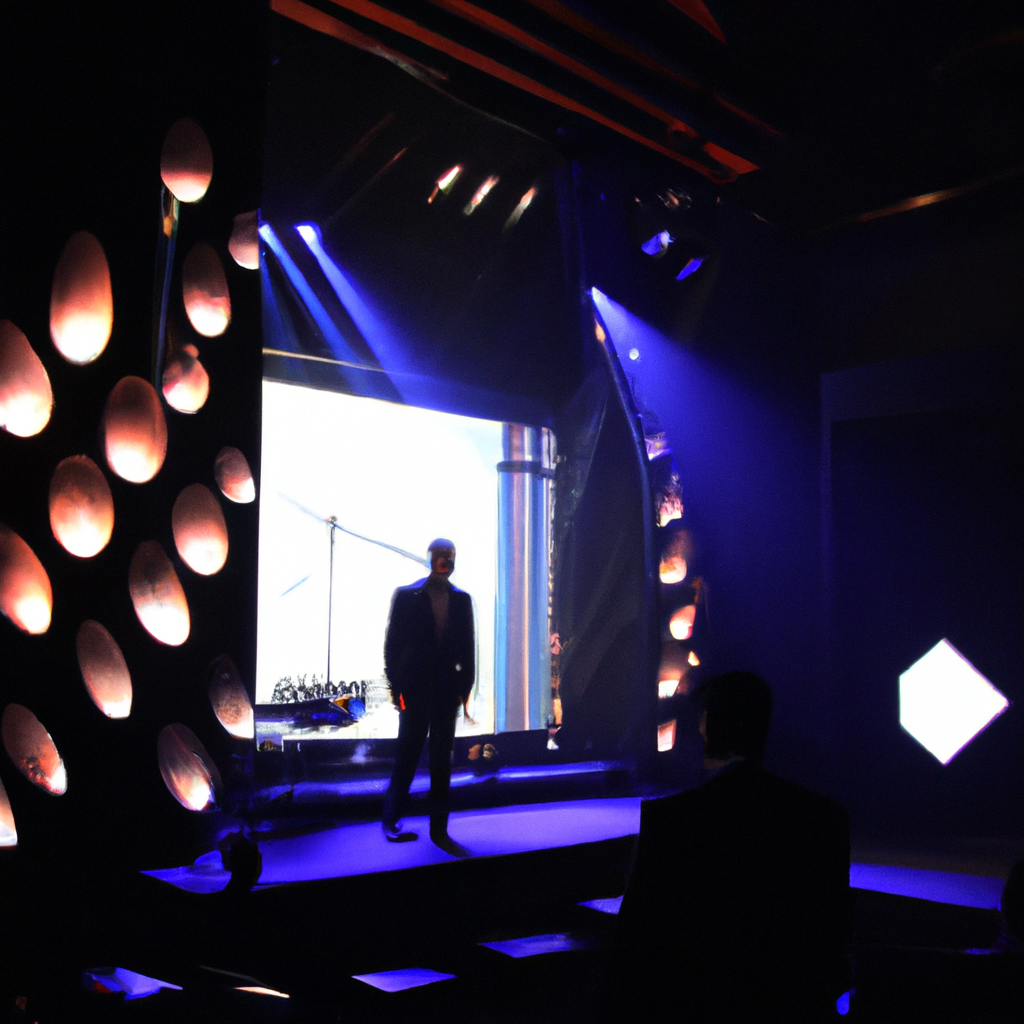 Evento corporativo con ponentes en escenario